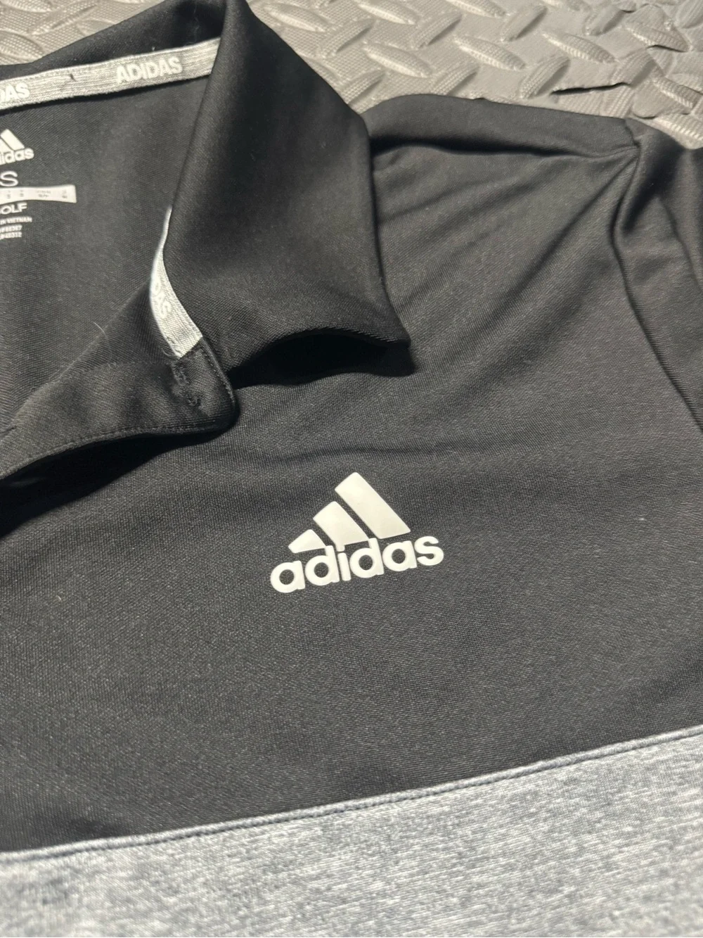 Adidas Golf Men’s Small Colorblock Polo Shirt Black Gray White